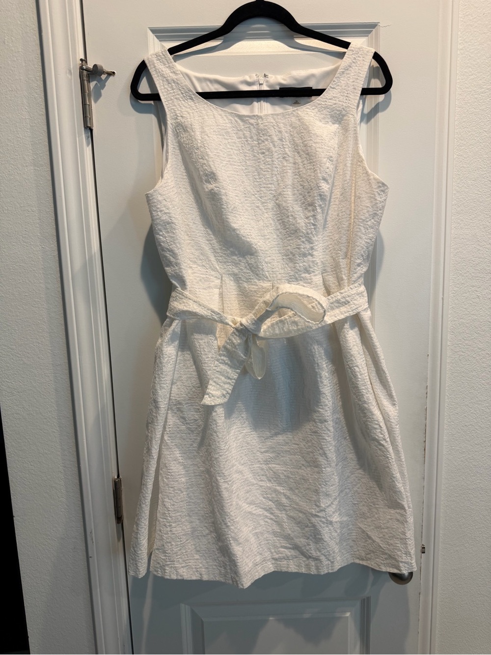 Nine West - Textured White Dress with Belt